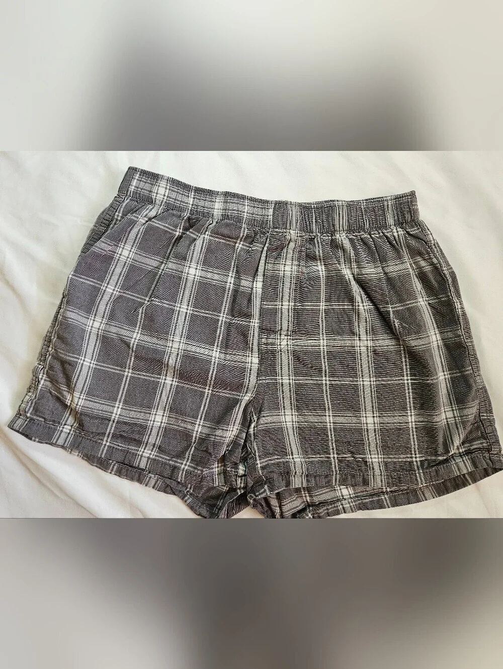 Old Navy Mens Gray Plaid Elastic Waist Boxer Shorts Size Small